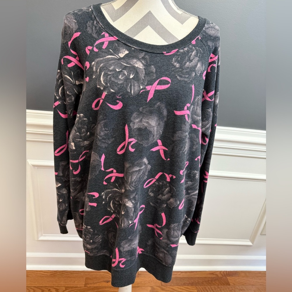 Torrid Size 3 Breast Cancer Awareness - Rose/Pink Ribbon Fleece Sweatshirt Top